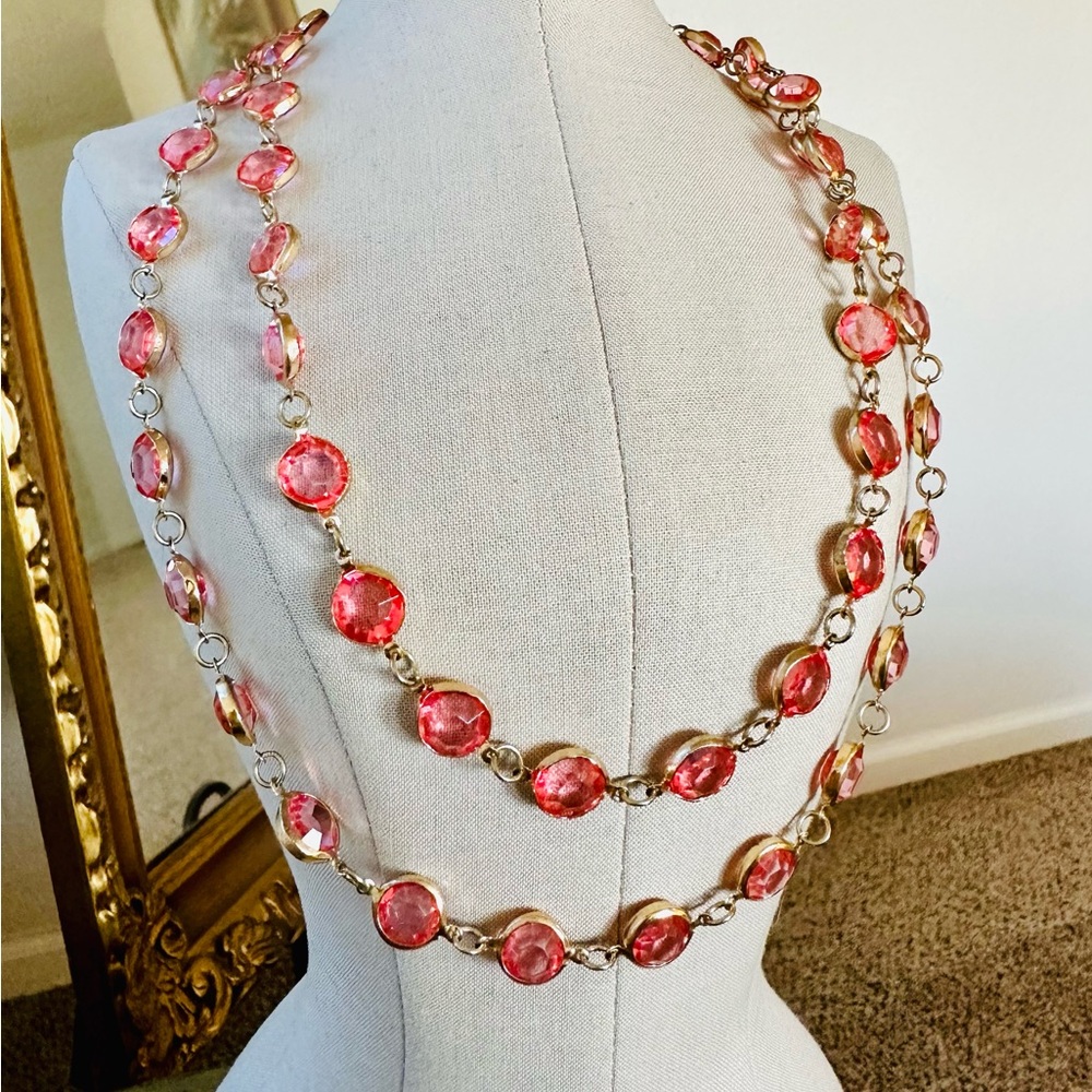 Vintage Monet XL Bracelet & Pink Bezel Necklace - Picture 3 of 13